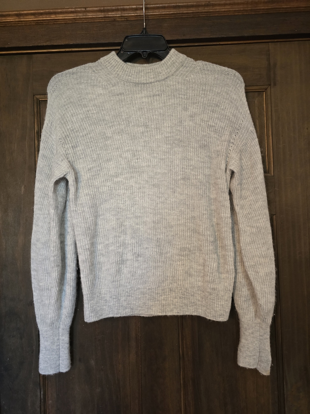 Quince Alpaca/merino Wool Light Gray Crewneck Ribbed  Sweater Large